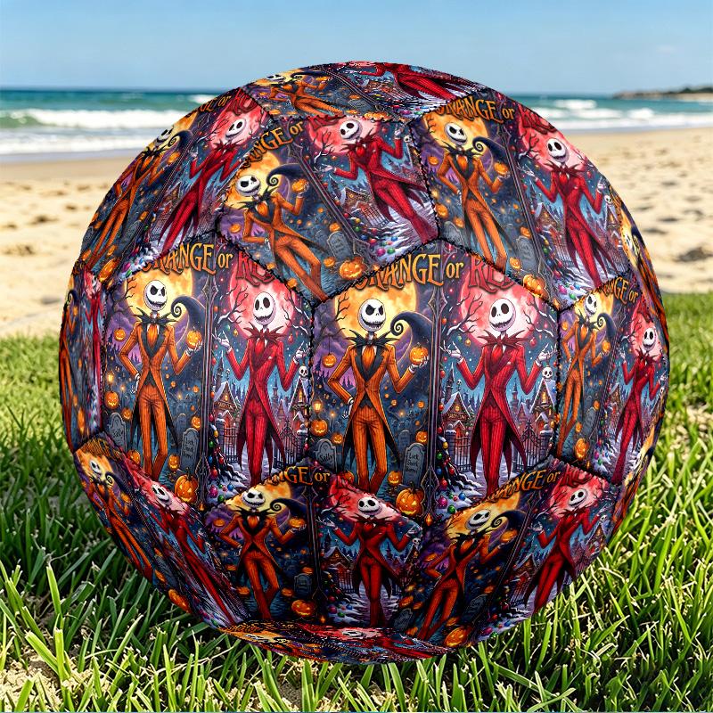 The Nightmare Before Christmas Print Size 5 Soccer Ball, PU Wear Resistant Football for Match Training and Daily Practice, Birthday Gift for Soccer Fa