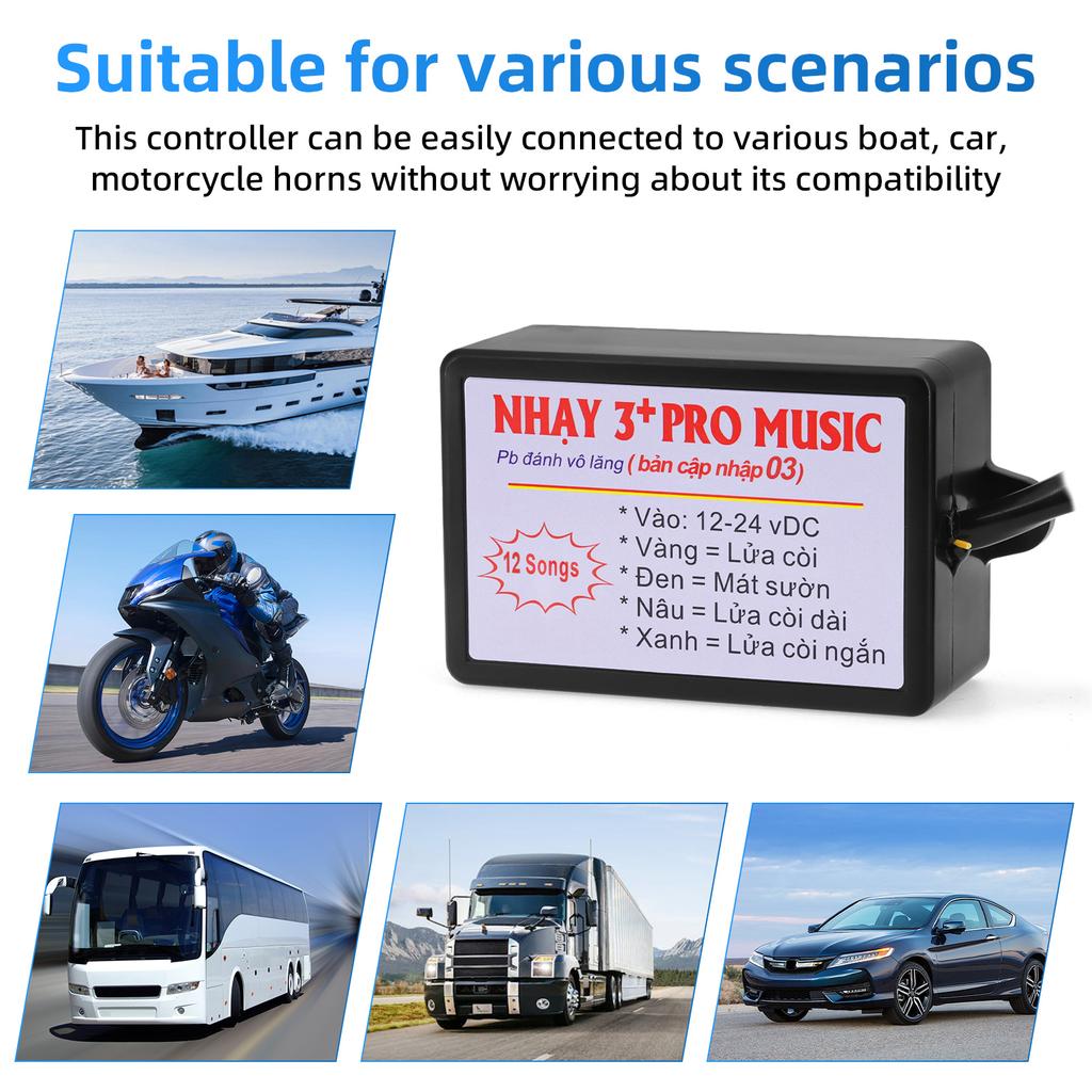 12 Sound Car Horn Controller Electronic Horn Controller Horn Speaker Control Unit Warning Alarm For Boat Car Motorcycle