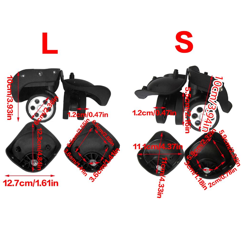 A79 Колеса для багажа Колеса для чемодана Двухрядные ролики Ремонтный комплект Вращающиеся на 360° колесики Сверхмощные колеса 1 пара с винтами