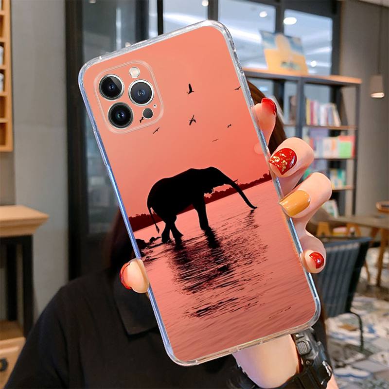 Чехол для телефона с изображением слона для iPhone 14 13 12 11 Pro Max XS X XR SE 2020 6 7 8 Plus Mini Transparent Shell