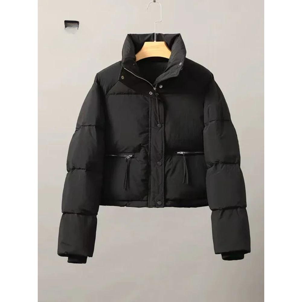 Женская куртка 2024 года, новинка из хлопчатобумажной одежды, короткая корейская мода, воротник-стойка, утолщенная куртка из хлопка, женские пальто, топы, зима