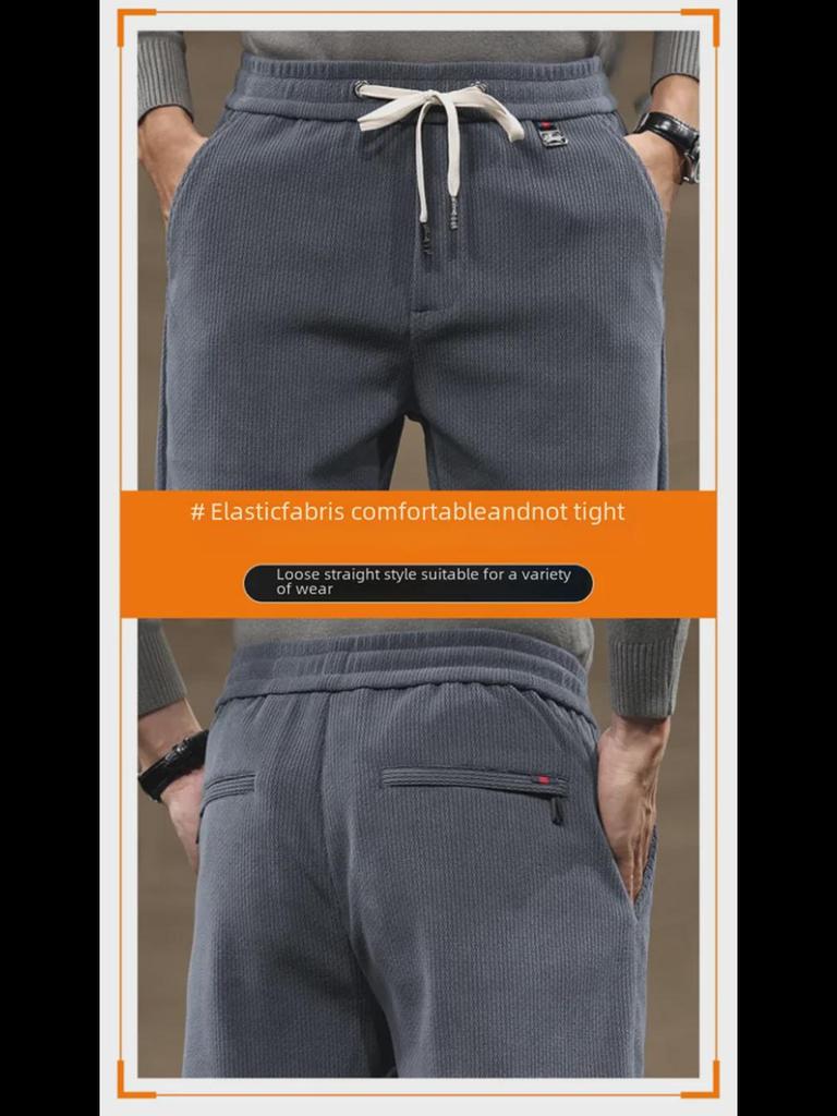 Премиальные мужские ветрозащитные брюки из норкового бархата на весну и осень