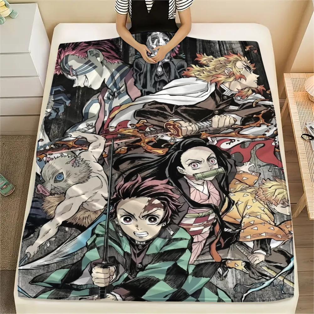 Demon Slayer Retro Style Blanket, Soft Throw for Sofa Bed, Ideal Gift for Retro Anime Fans.chl