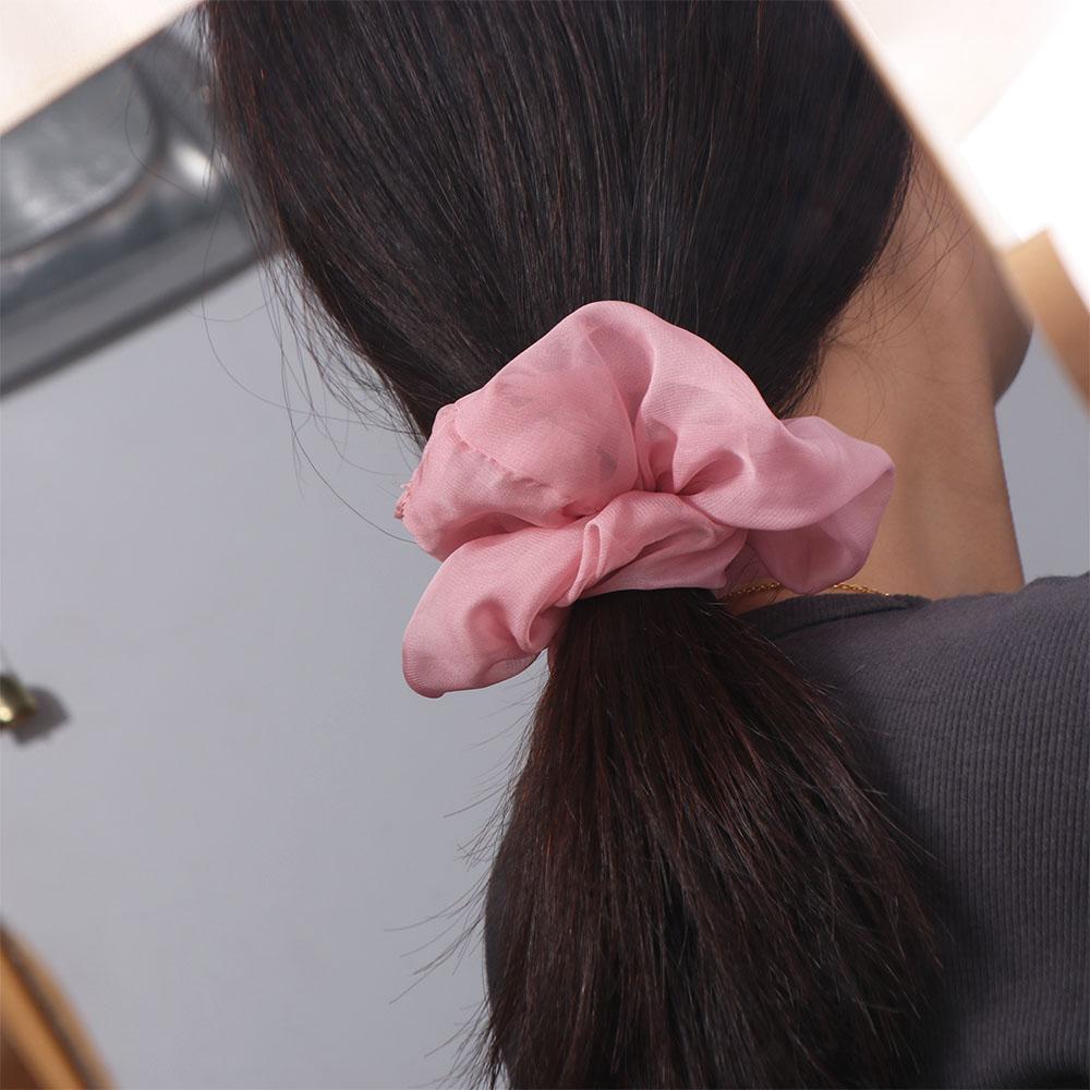 Sweet Women Hair Scrunchies Solid Color Oversized Hair Ropes Luxury Chiffon Scrunchies  Girls
