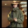 Clothes Windproof and Waterproof Outdoor Hooded Jacket Women's Spring and Autumn Green Tooling Jacket Jacket Men