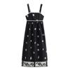 European & American Retro Women's Print Midi Sling Dress