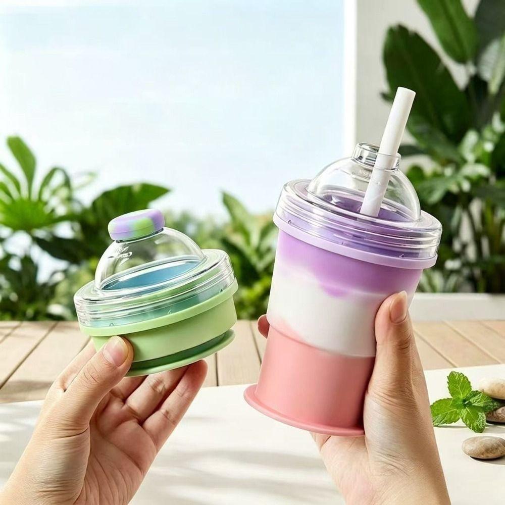 Silicone Foldable Ice Ball Cup Food Grade Collapsible Silicone Cup Portable Travel Tumbler  Office
