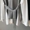 Split Hem Waist Coat with Belt Women's Autumn and Winter V-neck Knitted Vests Outer Wear Korean Version Loose Vest Women's Sleeveless Top