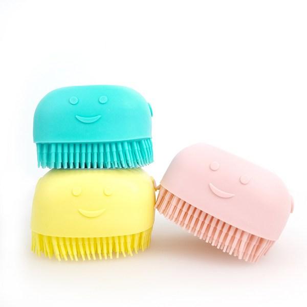 Lemaire Dog/Cat Silicone Bath Brush Comb Shampoo Brush Pet, Blue, Yellow, Pink, 1 Set, Korean Pet Shampoo