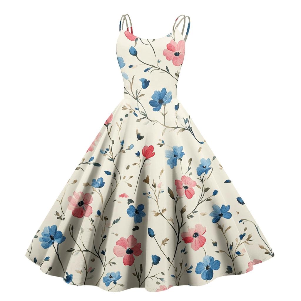 Женское сексуальное платье с открытыми плечами в стиле панк-винтаж с цветочным принтом