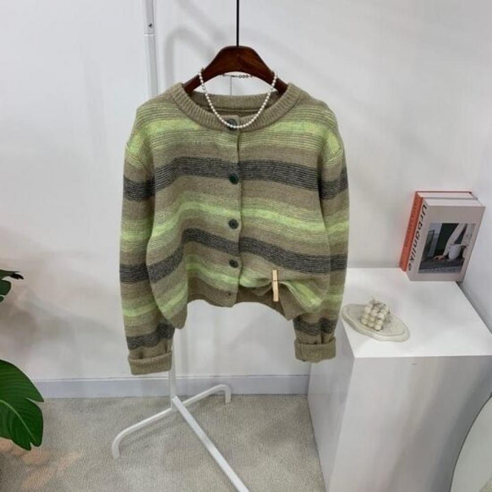 C S In The Room Tao Wool Stripe Long Sleeve Knit Cardigan 3ColorS