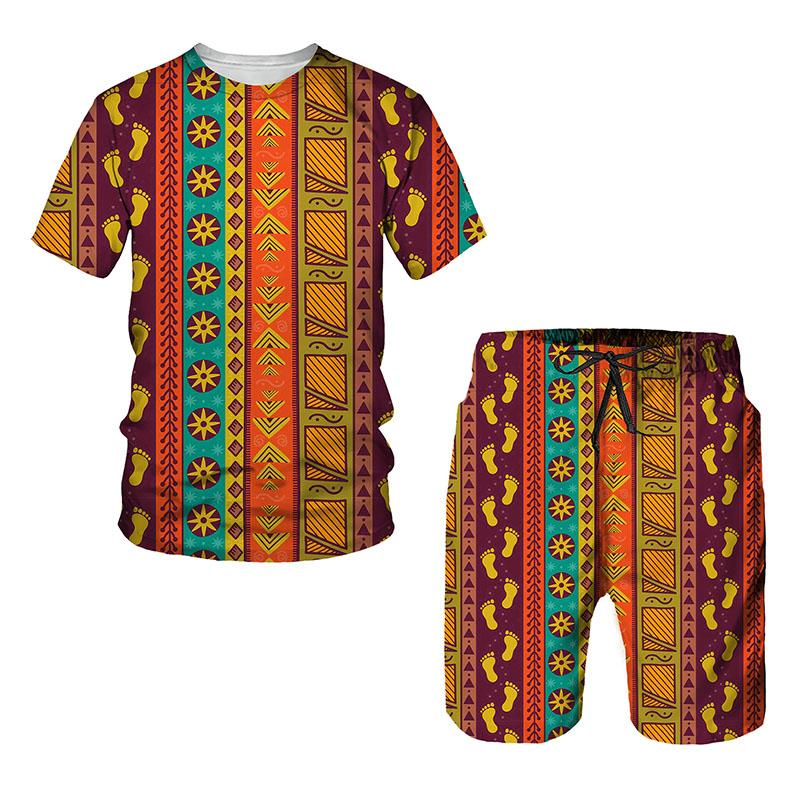 Летний мужской и женский комплект футболок большого размера с 3D принтом Africa Dashiki в энтическом стиле унисекс, уличная одежда, повседневный спортивный костюм