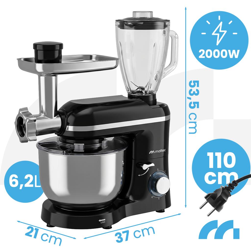 Maltec Maltecchef5000W-Bl Planetary Kitchen Machine Mixer Blender 6.2L