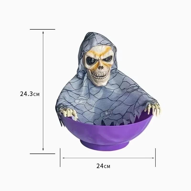 2025 New Halloween Candy Bowl Motion Activated Ghost Dish with Light Up Eyes Spooky Sound Party Decor Trick or Treat Bowl