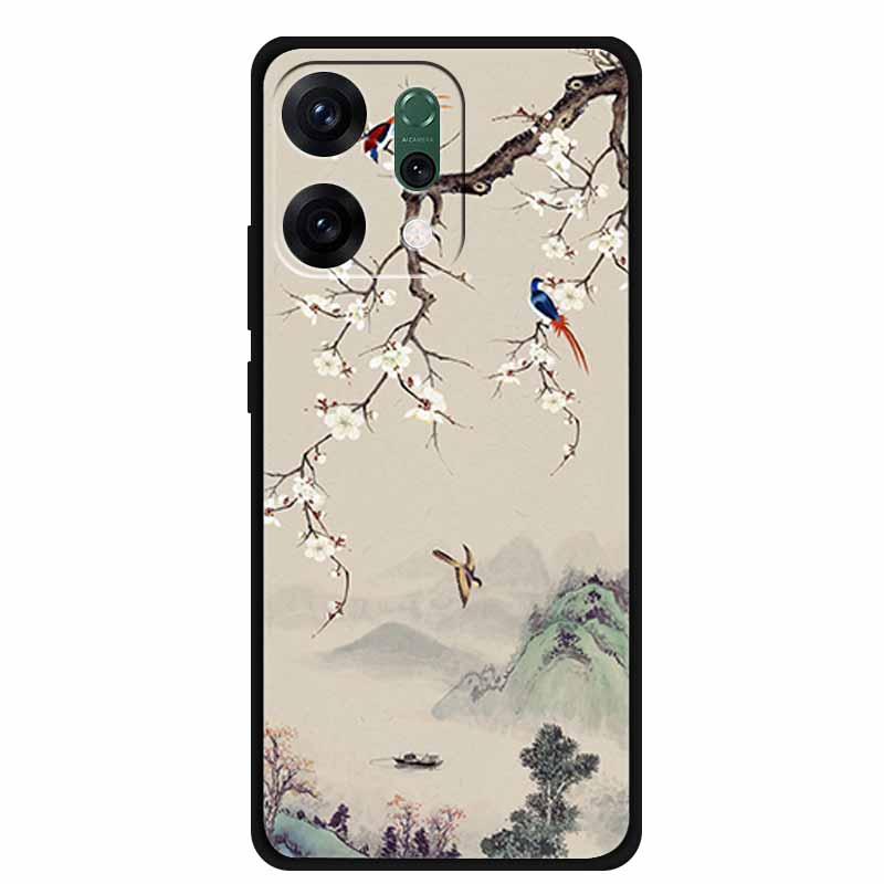 For Oppo Reno 14 5G 3D CaseRelief Flowers Emboss Phone Cover For Oppo Reno 14 Black Silicone Shockproof Soft Fundas Protector