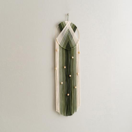 Хлопковый тканый гобелен ручной работы Бохо Деревянные бусины Хлопковая веревка Кисточки Подвесной ловец снов Гостиная Спальня Настенное искусство Подвесное украшение