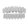 Zirconia Teeth Grillz Iced Out Micro Pave Cubic Zircon Top & Bottom Two Teeth Top Grillz for Men Rapper Jewelry