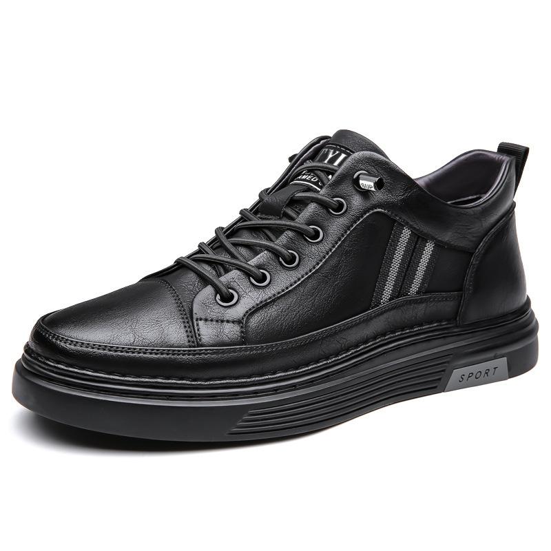 Мужская обувь 2024 года, осенне-зимняя, бархатная, теплая, повседневная, черная, с одной педалью, для вождения, легкая, кожаная обувь прилив