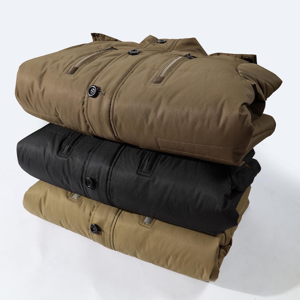 Winter Men's Cotton-padded Clothes, Raccoon Fur Collar Medium and Long Velvet Large-size Hooded Cotton-padded Jackets, Cotton-padded Jackets.