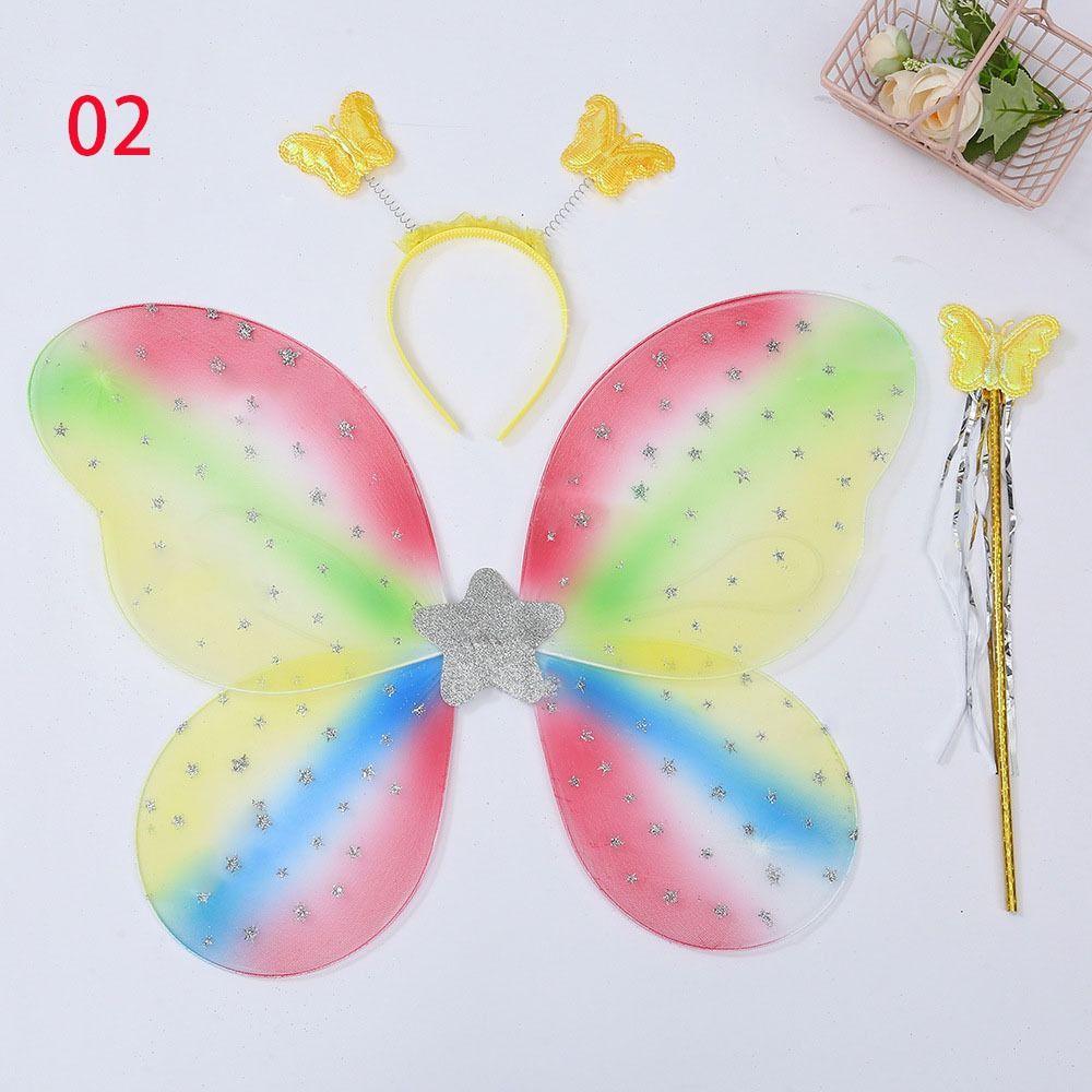 3 шт./компл. Костюм принцессы, нарядные крылья, нарядные крылья бабочки, феи, наборы крыльев феи для девочек и детей