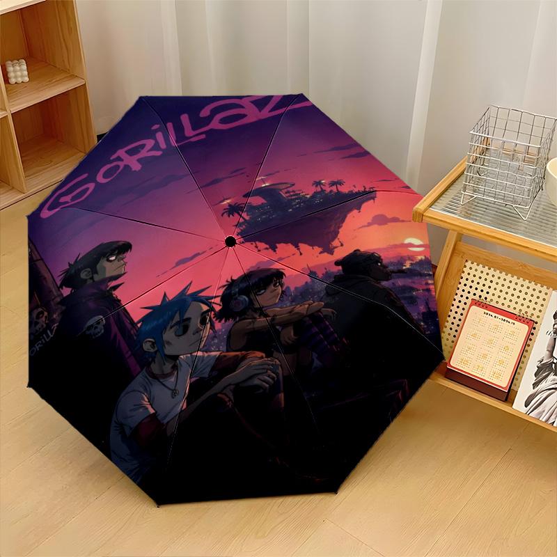 Gorillaz Windproof Auto 8 Rib Folding Umbrella Portable Outdoor Parasol