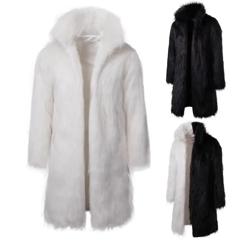 Men's Fashion Trend Personalized Imitation Fur Long Fur Coats