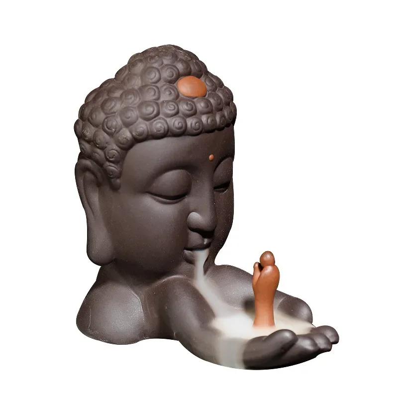 1pc Ceramics Waterfall Incense Burner, Backflow Incense Burner, Buddha Statue Burner Holder, Home Decor, Room Decor,Zen Decor