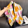 Print Satin Silk Square Scarf Hijab Women Bandana 90CM Headscarves Neckerchief Ladies Muffler Shawl Wrap Foulard Headband
