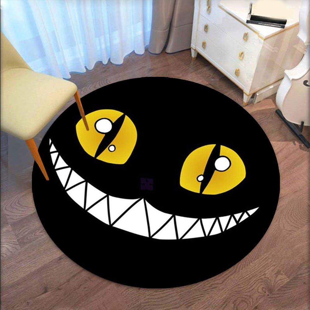 Spooky Smile: Halloween Round Sticker DecalRound Non-Slip chair mat chair carpet for office Rugs for Office Decor Gift For Valentine's Day Mother's Da