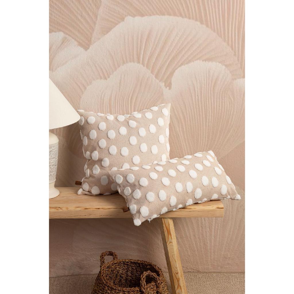 Bohemian Special Design Punch Pattern Decorative Rectangular Throw Pillow Case Point Ecru