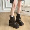 British Style Retro Medium Tube Martin Boots Women's Pile Short Boots 2025 New Autumn Versatile Thick-soled Heightening Trouser Boots