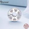 BAMOER 925 Sterling Silver Pink Zircons Symphony Buckle Charms Pendant for Women Bracelet Bangle DIY Jewelry