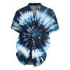 Мужская модная свободная пляжная рубашка с коротким рукавом и принтом тай-дай