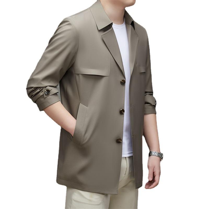 Fashionable Long-sleeved Jacket for Men In Spring New Fashion Trendy and Versatile Mid-length Korean Style Loose Solid Color Top