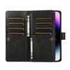 For iPhone 16 Pro Case Split Leather Magnetic Wallet Phone Protector with Wrist Strap