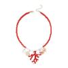 European & American Summer Red Coral & Shell Seed Bead Necklace