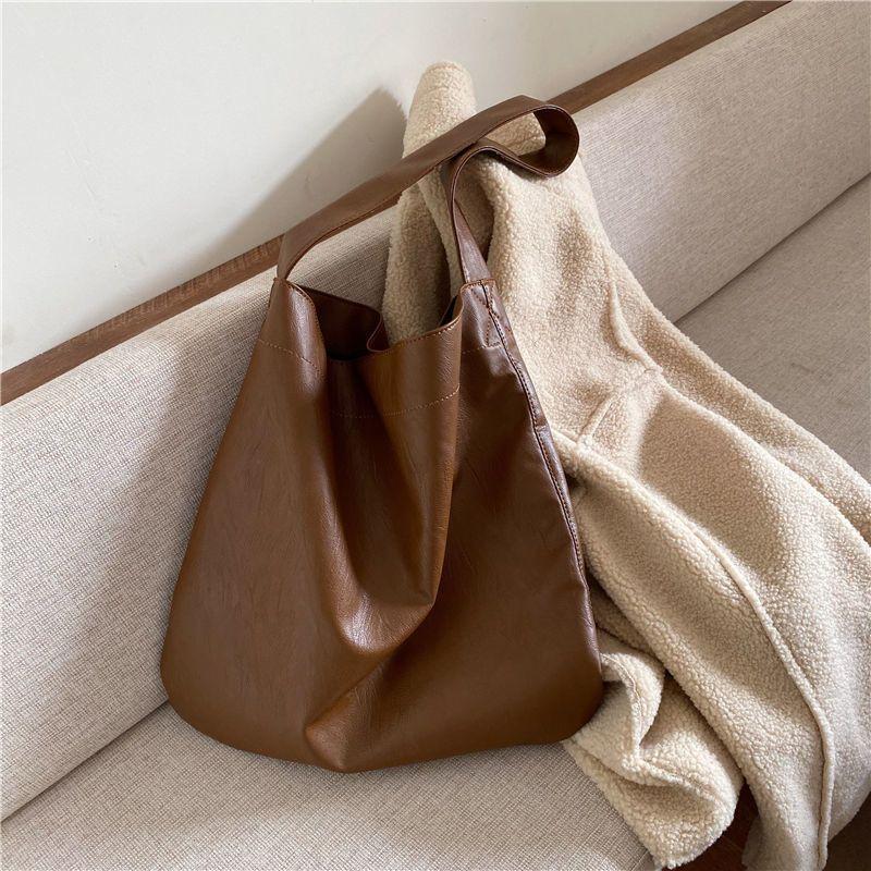 Fashionable Large Capacity Women's Autumn Winter Korean Style Casual Lazy Style Versatile Ins Retro Shoulder Bag
