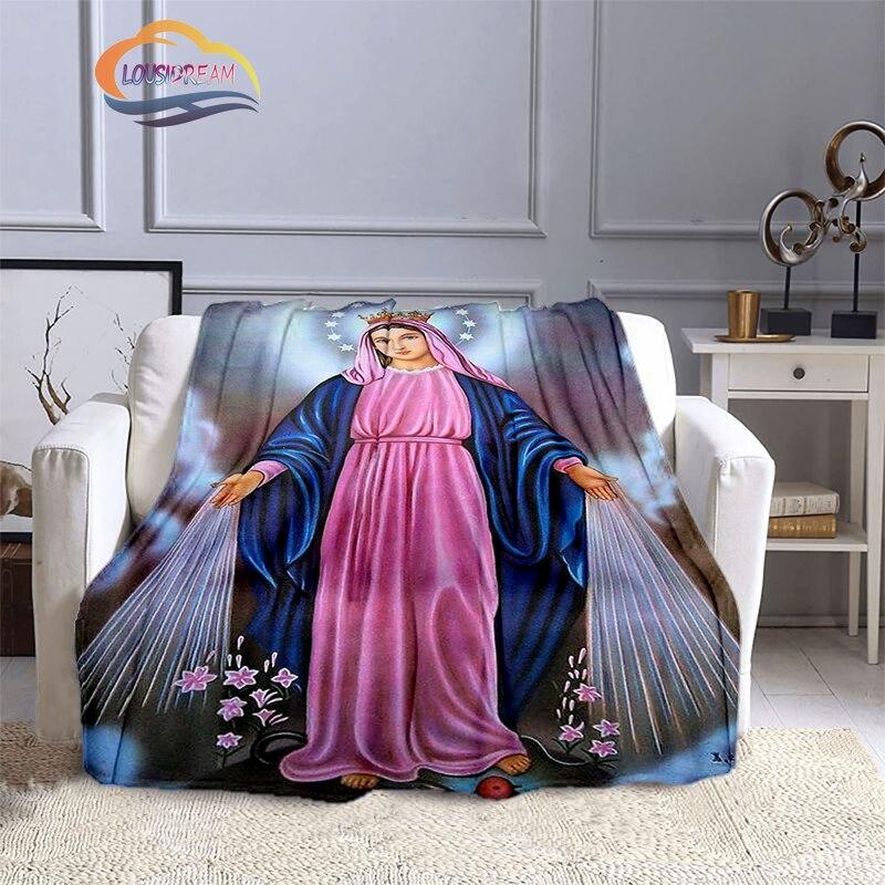 Одеяла с 3D принтом Христа Пресвятой Девы Марии, модные фланелевые кашемировые одеяла, модные религиозные мягкие покрывала, диванные одеяла