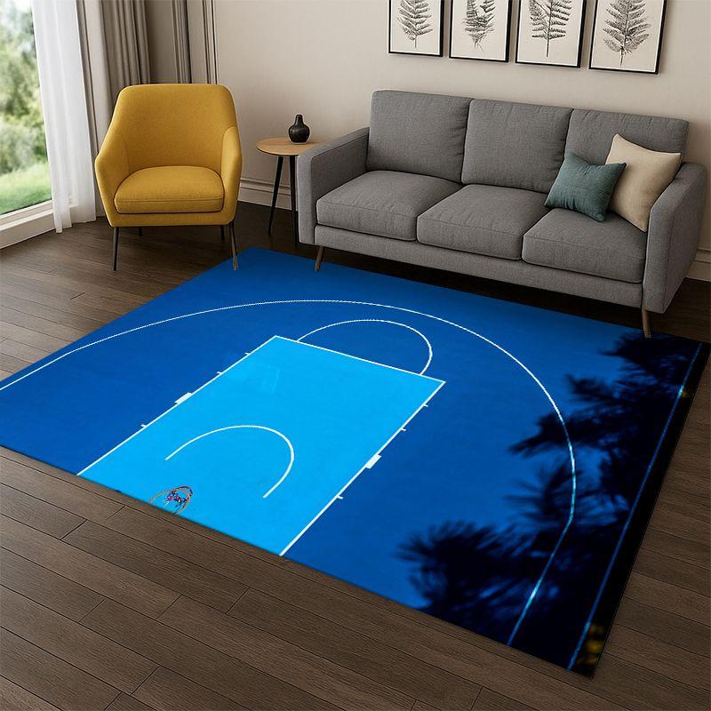 Retro Basketball Court Cartoon Sports Carpet Rug for Bedroom Living Room Sofa Playroom Doormat Home Decor,Kid Area Rug Non-slip