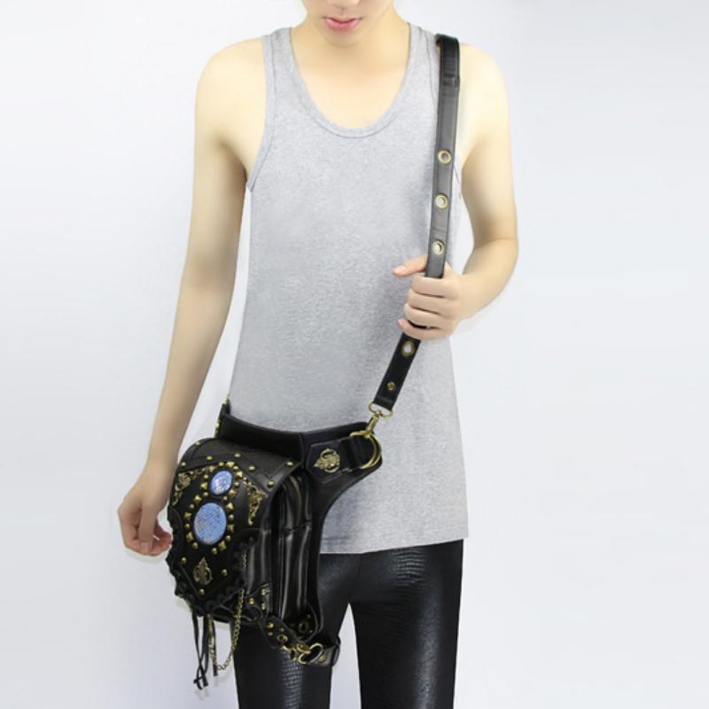 Johnature Поясная сумка с заклепками в стиле стимпанк, унисекс, мото и байкерская поясная сумка, многофункциональные сумки на плечо из искусственной кожи
