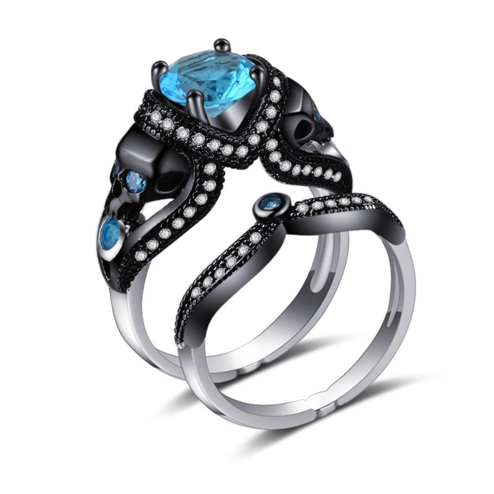 Black Color Skull Women Zircon Punk Rings Women Engagement Ring Jewelry Ring Set Engagement Jewelry