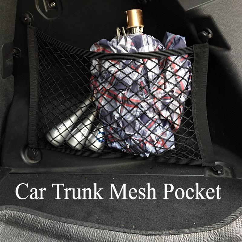 Car Trunk Mesh Pocket Elastic Side Storage Net Car Sundries Storage Bag Car Mesh Bag Tail Box Luggage Net Organization