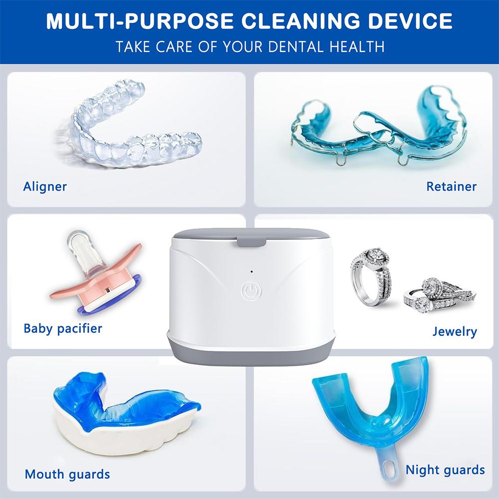 Dentures Ultrasonic Cleaner Machine Jewelry Cleaner High Frequency Ultrasonic Cleaning Bath for Dental Retainer Mouth Guard
