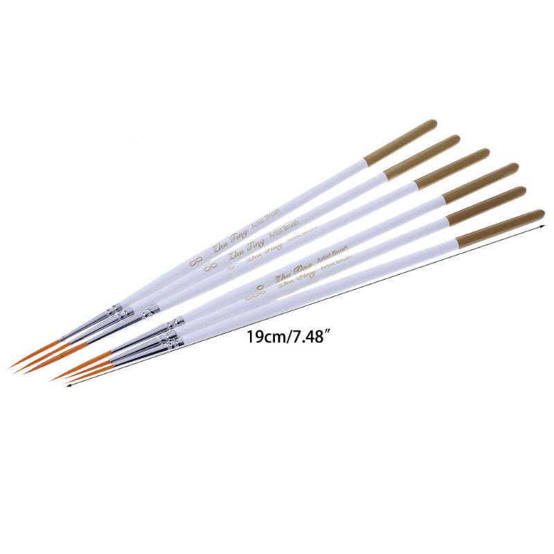 NEW 6Pcs Round Brush Hook Line Pen Artist Nylon Hair Paint Set Draw Painting Craft