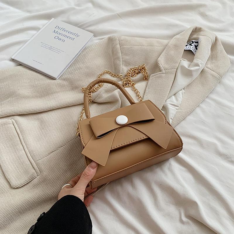 Crossbody Bag Women'S Fashion Niche Design Chain Bow Portable Small Square Bag Work Hand Bag