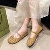 Fashion Women's Shoes 2024 Hot Sale Buckle Strap Women's Flats Fashion Shallow Bean Flat Shoes Brand Pleated Round Toe Flat Low Heels