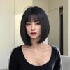 Синтетический черный парик с челкой, короткий прямой парик боб для женщин, косплей, повседневные волосы, термостойкие волокнистые парики
