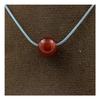 Stones and Minerals. Necklace 1 Pearl Carnelian from Uruguay 8 Mm Stainless Steel Chain.