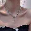 JWER Trendy Bling Moonstone Star Cross Pendant Necklace for Women Punk Hip Hop Star Chain CrystalNecklace Party Jewelry Gift