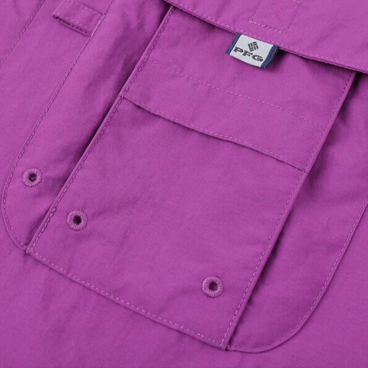 Columbia SS25 Серия PFG Фирменная рубашка Дэн Гана для активного отдыха Модная удобная рубашка с длинным рукавом Унисекс Фиолетовая XE8377-581